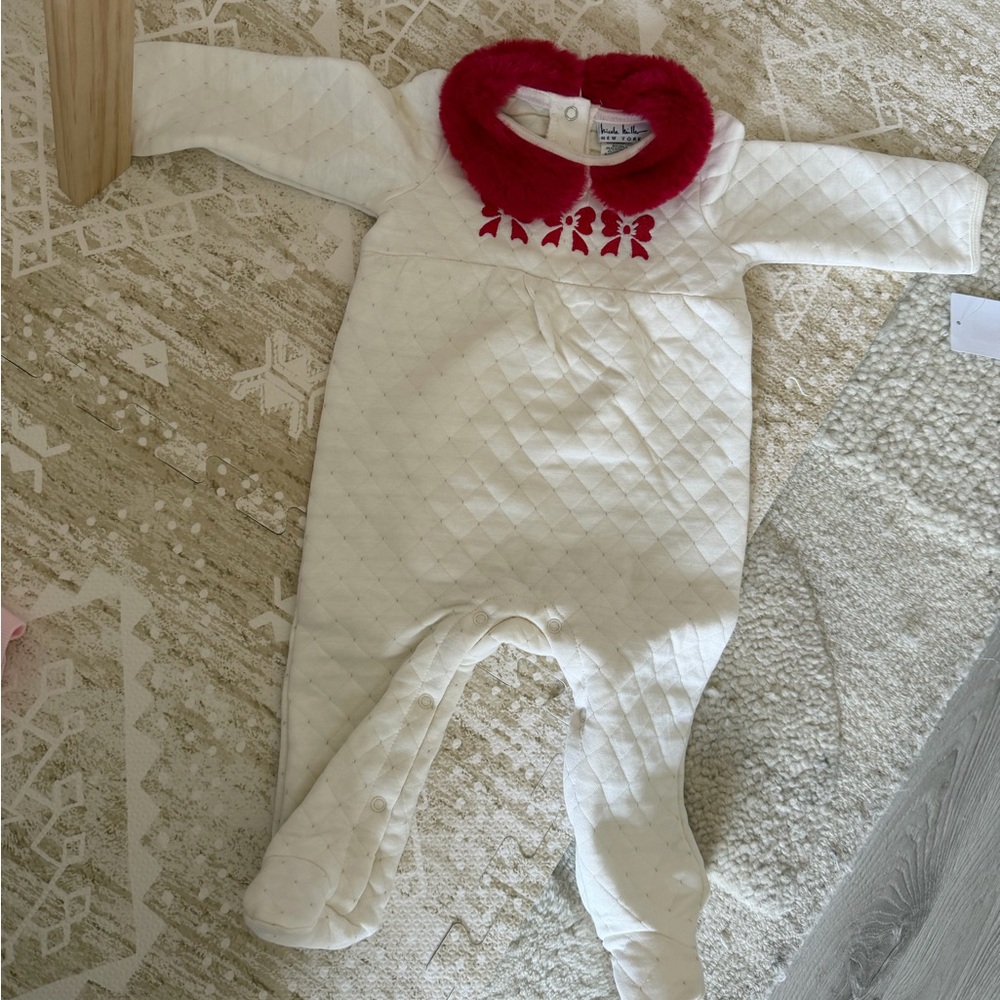 Nicole Miller Baby onesie with Red Collar NWT